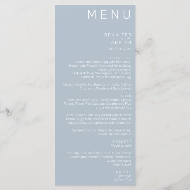 Menu de Casamento Clássico Elegante (Verso)