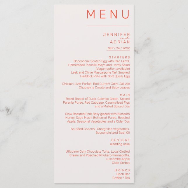 Menu de Casamento Clássico Elegante (Verso)