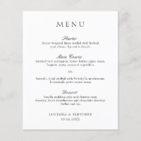 Menu de Casamento Clássico Elegante dentro do Orça