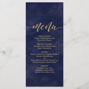 Menu de Casamento com Aquarela e Folha de Ouro de