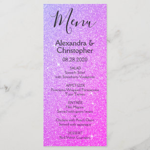Menu de Casamento com Brilhante e Sparkle, cor-de-
