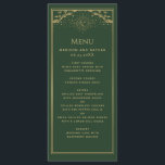 Menu de Casamento com Cartão Tarot Verde Dourado S<br><div class="desc">Design de casamento elegante e moderno inspirado num cartão de tarô. Design não é folha de papel real. Você pode personalizar isso ainda mais clicando no botão "PERSONALIZAR". Correspondência de Itens em nosso compro para um tema completo de festa.</div>