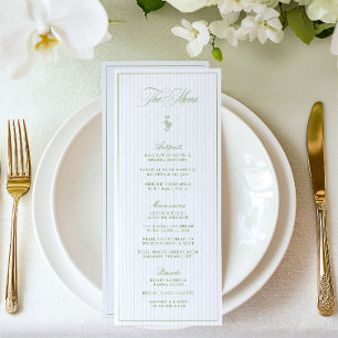 Menu de Casamento com Faixa Verde e Azul Clássica