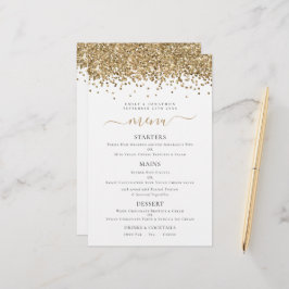 Menu de Casamento com Glitter Dourado Elegante de