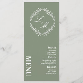 Menu de Casamento com Letra Elegante e Galho Monog