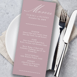 Menu de Casamento com Rosa de Caligrafia Simples