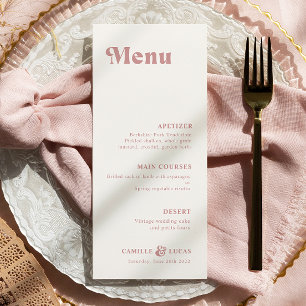 Menu de Casamento com Rosa de Poeira Retro Dusty