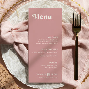 Menu de Casamento com Rosa de Poeira Retro Dusty