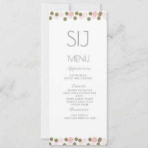 Menu de Casamento Confetes Pontos Rosa Dourado
