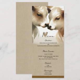 Menu de Casamento Country de Amor de Vaca Marrom C