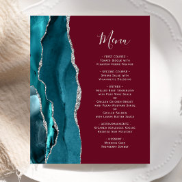 Menu de Casamento da Agata de Prata de Teal