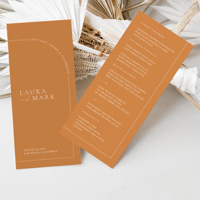 Menu de Casamento da Arca de Terracotta Boho Minim (Criador carregado)