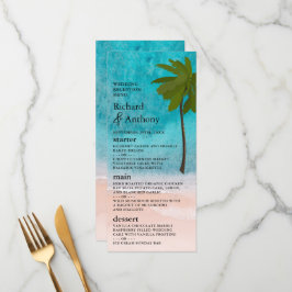 Menu de Casamento da Árvore de Palma de Ocean Beac