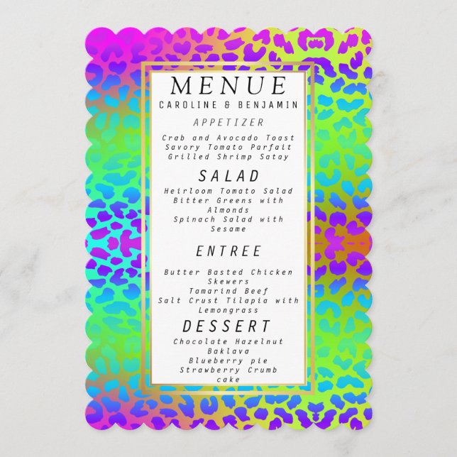 Menu de Casamento da Árvore Palm Verde Cor-de-Rosa (Frente)