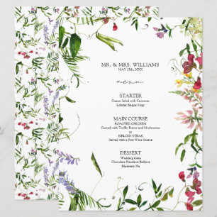 Menu de Casamento da Caligrafia de Verão Moderno