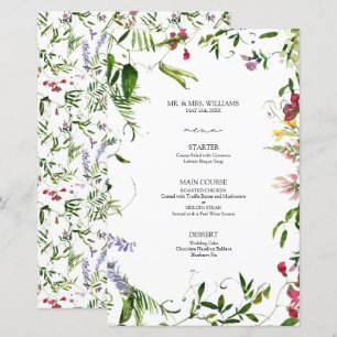 Menu de Casamento da Caligrafia de Verão Moderno