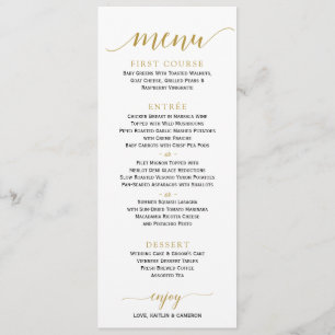 Menu de Casamento da Caligrafia Romântica 4 x 9