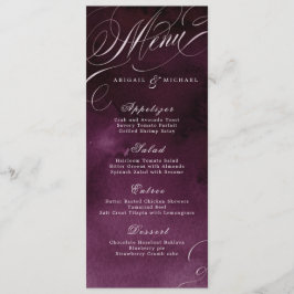 Menu de casamento da caligrafia romântica de ameix