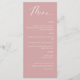 Menu de Casamento da Caligrafia Rosa-Escamudo Eleg