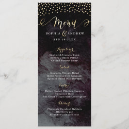 Menu de casamento da chamada "Glam Black Faux Gold