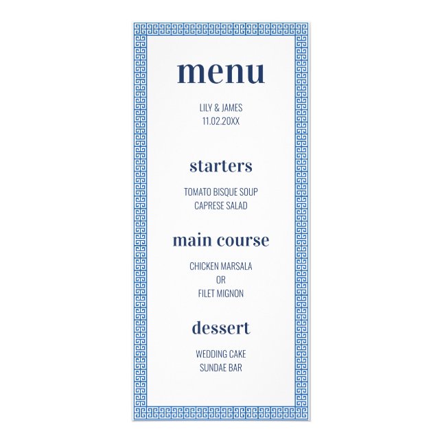 Menu de Casamento da Chave Grega (Frente)