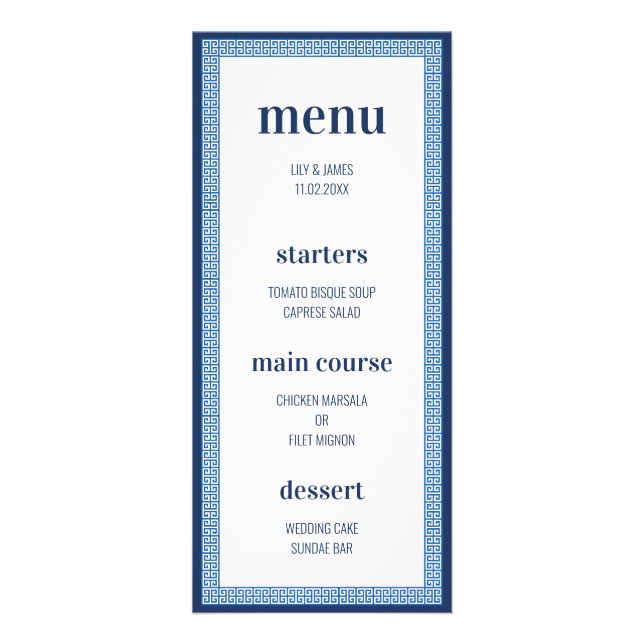 Menu de Casamento da Chave Grega (Frente)