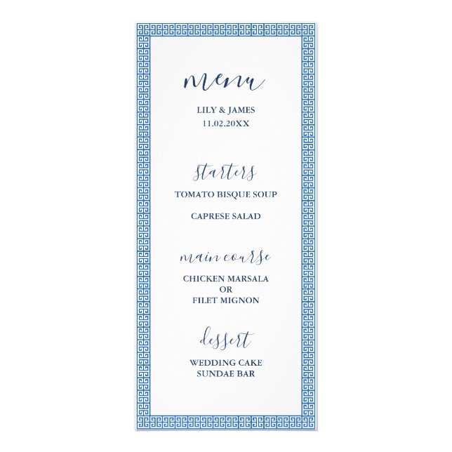 Menu de Casamento da Chave Grega (Frente)