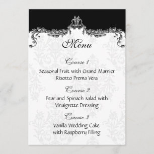 menu de casamento da cinza