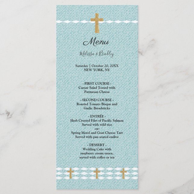 Menu de Casamento da Cruz de Jesus Cristo Claro (Frente)