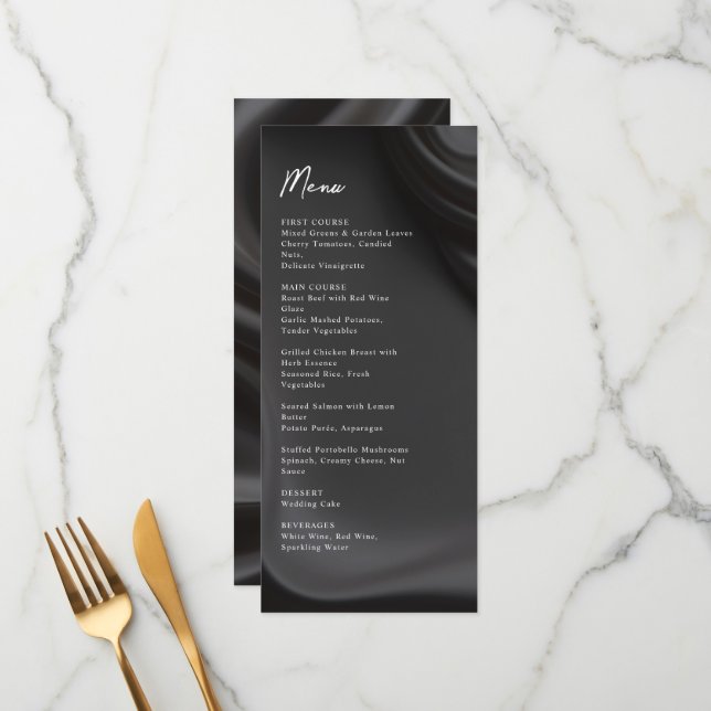 Menu de casamento da elegância do satélite preto (Frente/Verso In Situ)