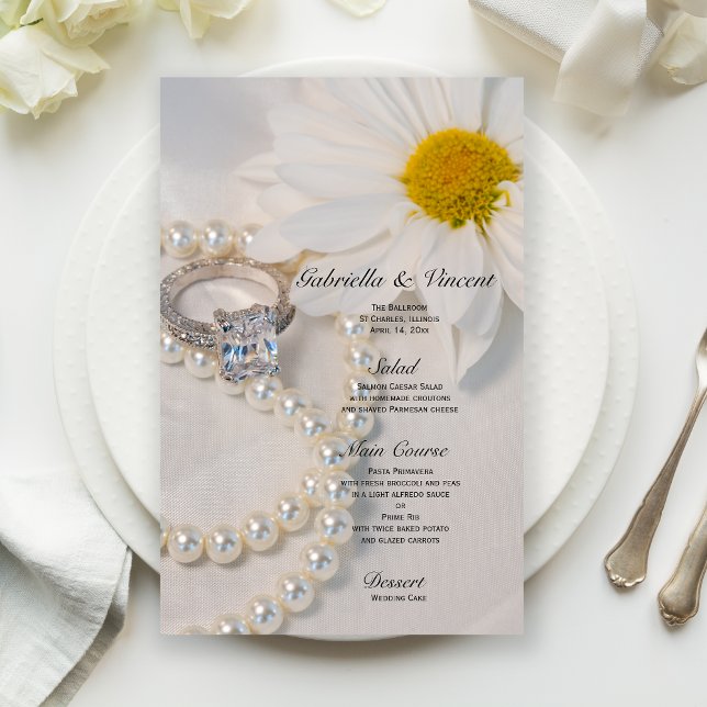 Menu de Casamento da Flor Branca Elegante (Criador carregado)