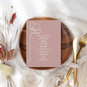Menu de Casamento da Flor da Linha Rosa Rústica