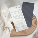 Menu de Casamento da Floresta da Montanha de inver<br><div class="desc">Este cartão de casamento da montanha de inverno é perfeito para um casamento de destino. A design apresenta uma floresta pintada manualmente em colinas e montanhas em uma cena de inverno idílica.</div>
