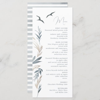 menu de casamento da folhagem náutica costeira