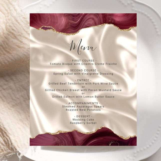 Menu de Casamento da Seda da Agata Dourada da Bord (Criador carregado)