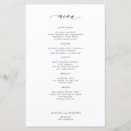 Menu de casamento da simples tipografia do marinho