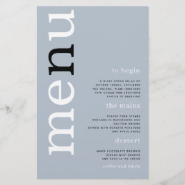 Menu de Casamento da Tipografia Azul Simples Dusty