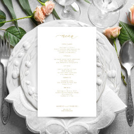 Menu de casamento da tipografia de ouro simples de