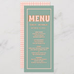 Menu de Casamento da Tipografia do Groovy Verde Ro<br><div class="desc">Menu de Casamento da Tipografia do Groovy Verde Rosa</div>