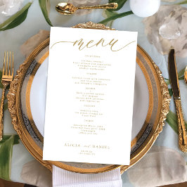 Menu de casamento da tipografia do ouro romântica 