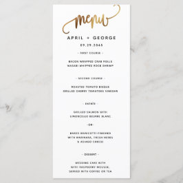Menu de Casamento da Tipografia Dourada de Script 