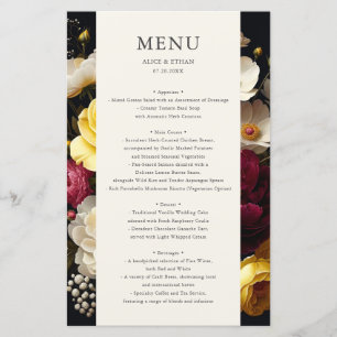Menu de Casamento Dark do Jardim Bloom