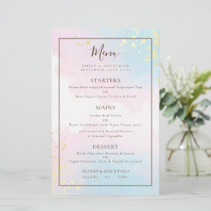 Menu de Casamento das Cores de Água do Teal Cor R