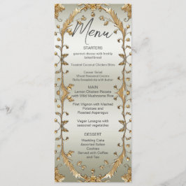 Menu de Casamento das Flores do Ornamentado ouro