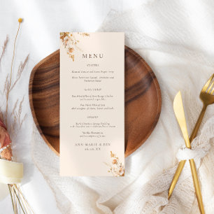 Menu de Casamento das Flores Selvagens Laranja e C