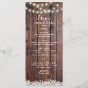 Menu de Casamento das Luzes da Rústica Bebê
