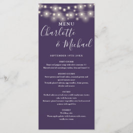 Menu de Casamento das Luzes das Cordas Roxas