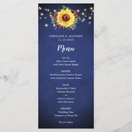 Menu de Casamento das Luzes de Rosa do Sunflower B