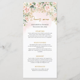 Menu de casamento das rosas cor-de-rosa totalmente