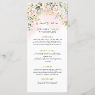 Menu de casamento das rosas cor-de-rosa totalmente